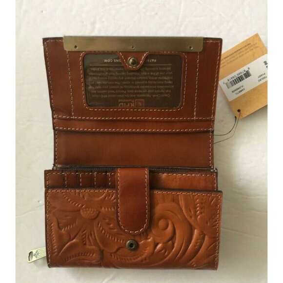 Patricia Nash Wallet Tooled Trifold Cametti Leather Florence Brown New - Picture 4 of 12